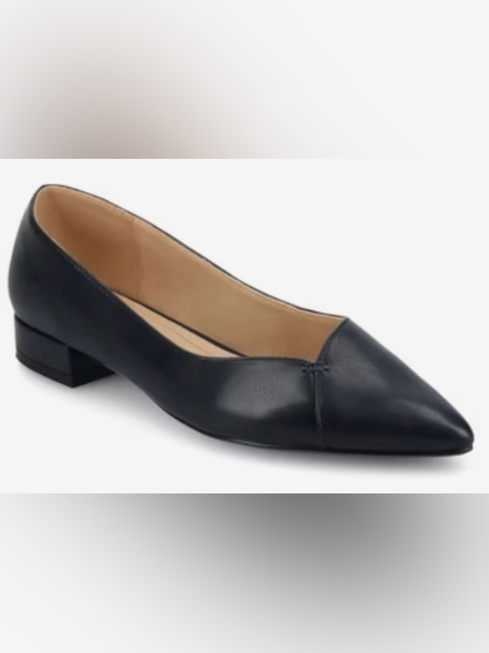 Women's Black Pointed Low-Heel Slip-On Flats